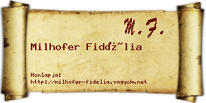 Milhofer Fidélia névjegykártya